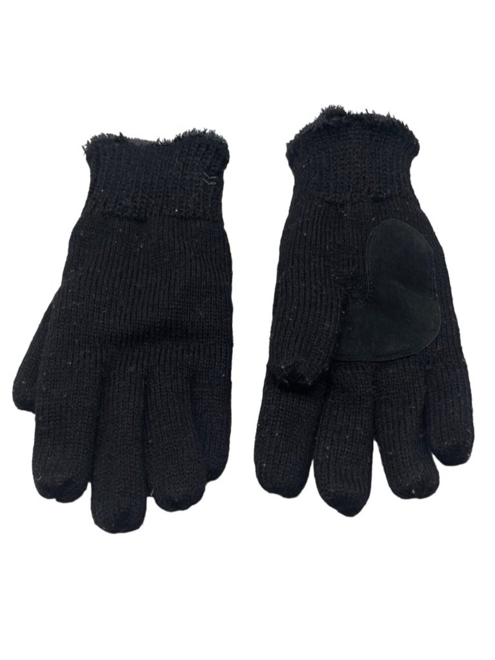 Gloves black fuzzy acrylic blend one size knitted READ